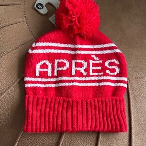 Primark Red Knit Beanie with White APRÈS Lettering